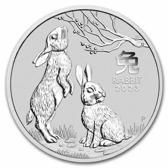 LIII 2oz zilver rabbit 2023 goudenmuntpuntnl front Goud en Munt Punt