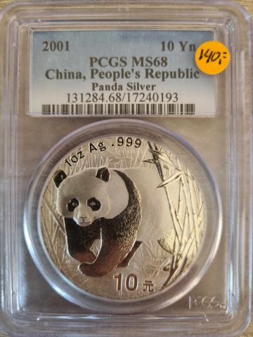 china panda 2001 ms68 Goud en Munt Punt